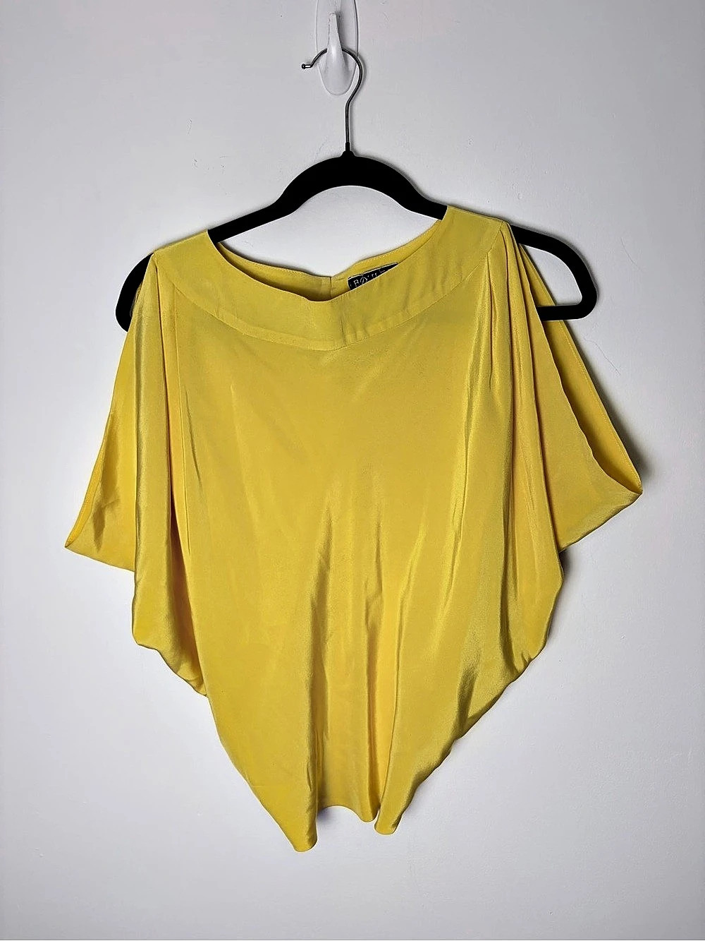 Boulee Yellow Silk Cold Shoulder Draped Blouse Size 2